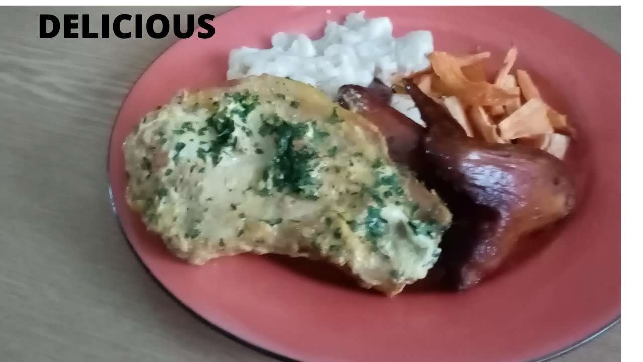 How to:Creamy spice porkchops🐖/sweet potatoe fries/cauliflowercheese, paprika chicken wings