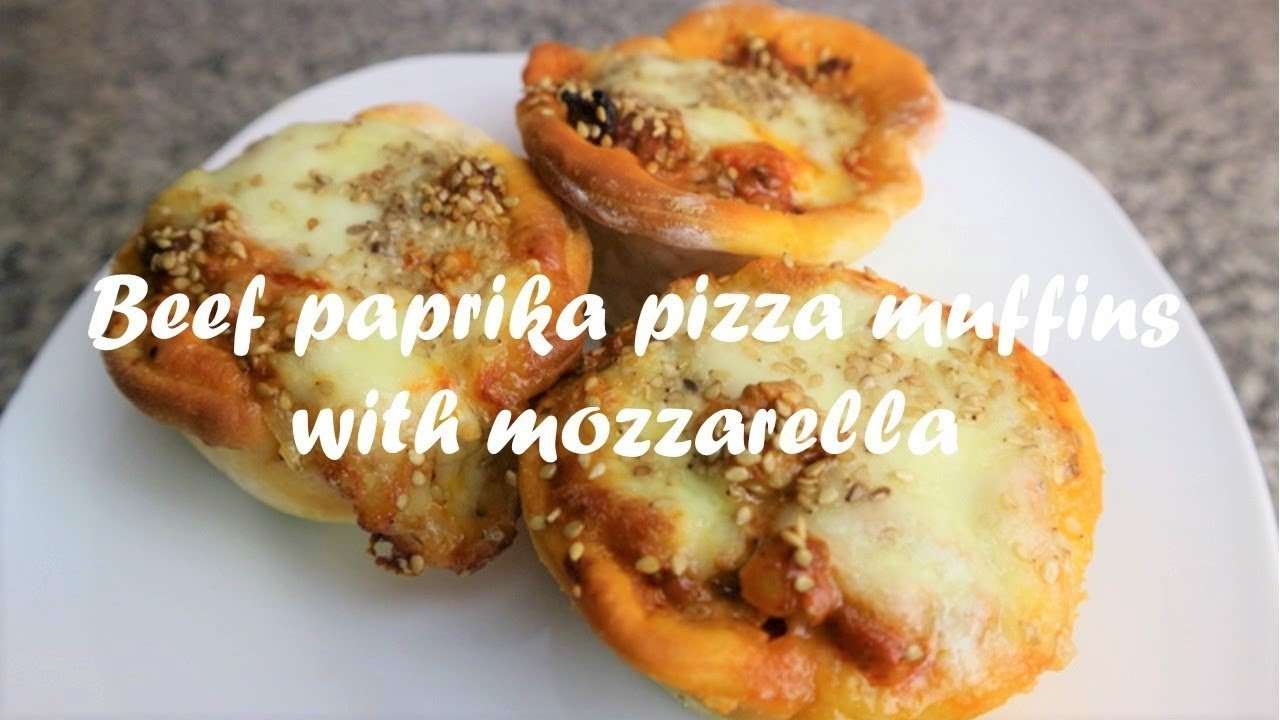 Beef paprika pizza muffins with mozzarella recipe