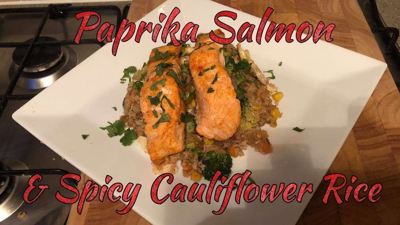 Spicy Cauliflower Rice With Paprika Salmon