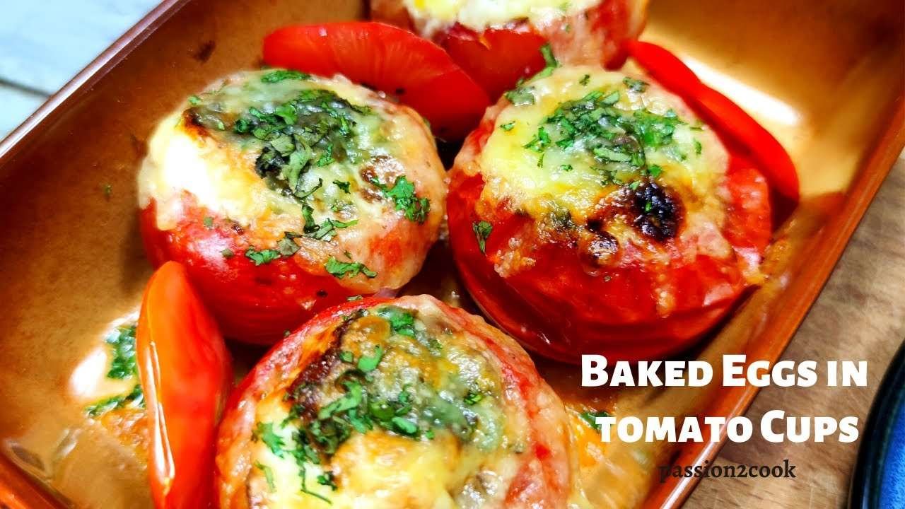 Baked egg omlette in Tomato cups | Quick breakfast recipe | egg recipes