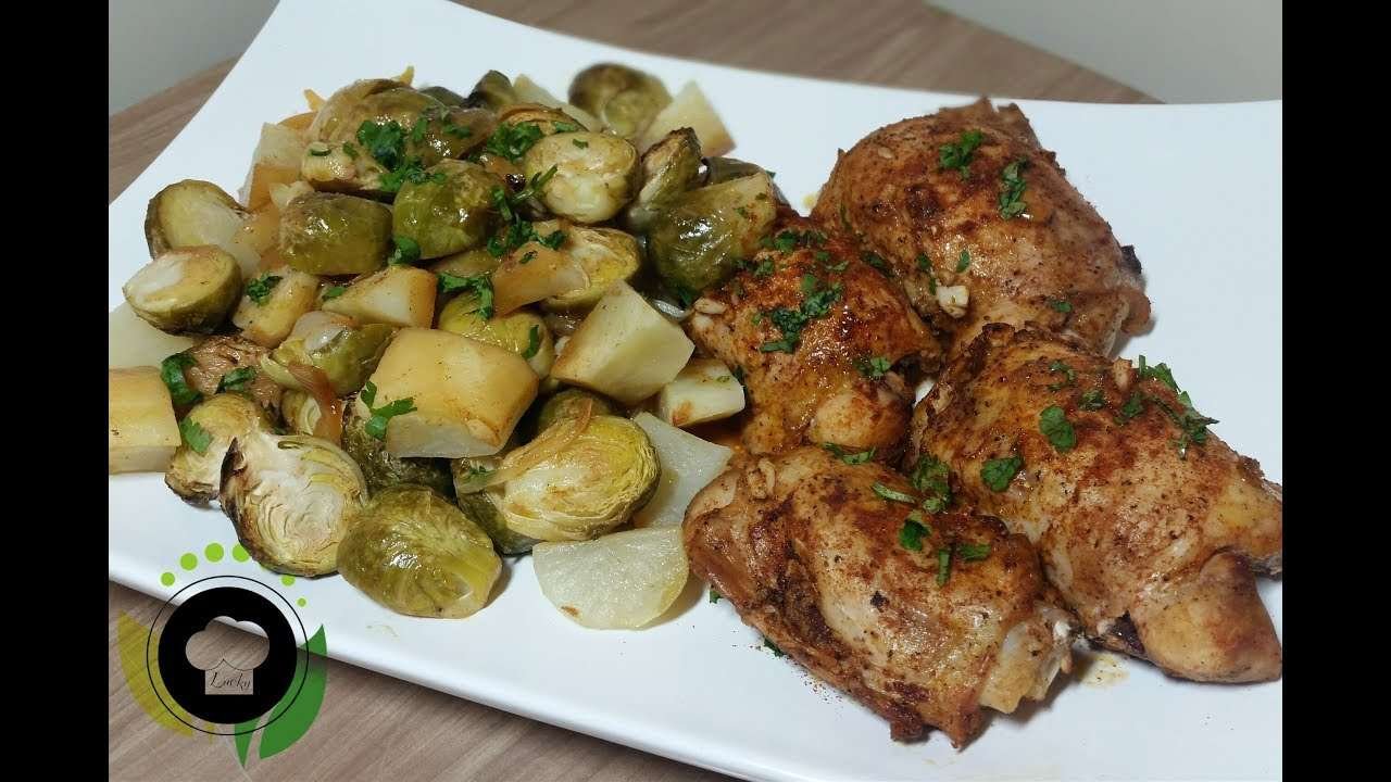 Brussels Sprouts and Paprika Chicken(ย่างกะหล่ำดาวกับไก่อบปาปริก้า) | Lucky