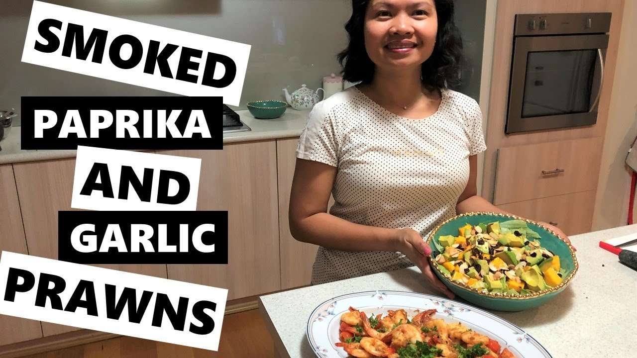 Smoked Paprika and Garlic Prawns with lettuce,mango, avocado salad