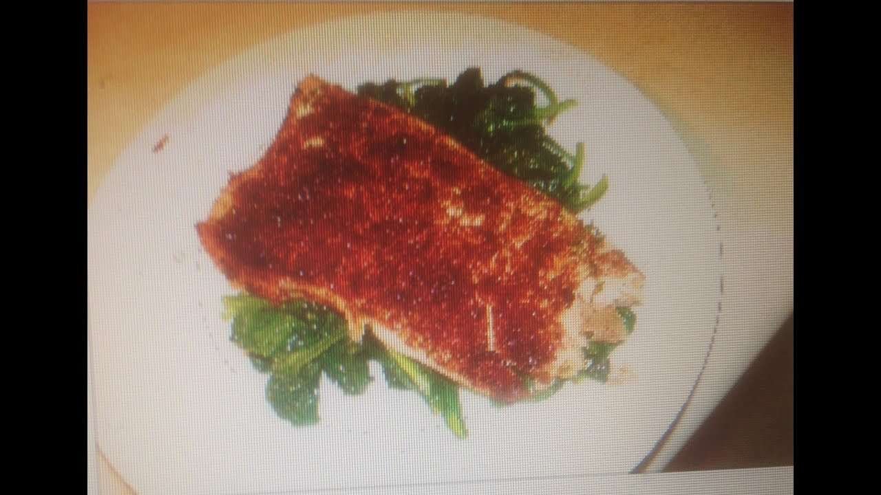 Smoked paprika baked salmon with spinach