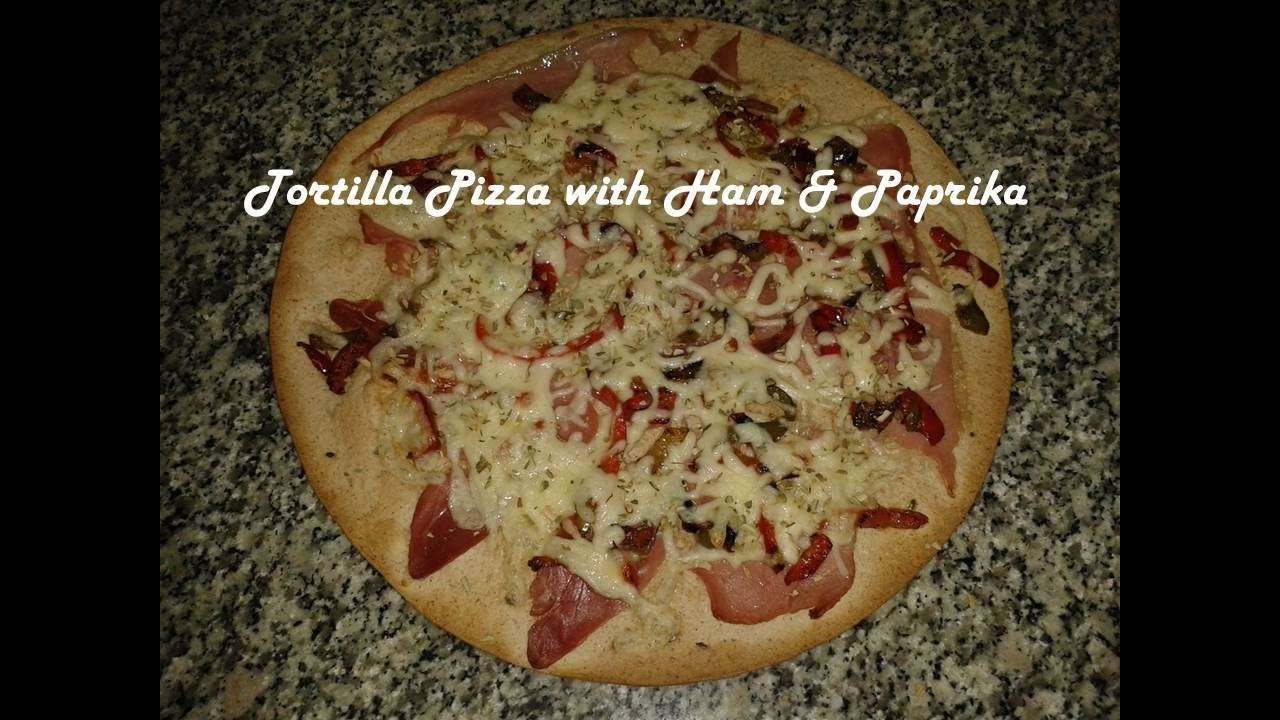 Tortilla Pizza with ham & paprika recipe