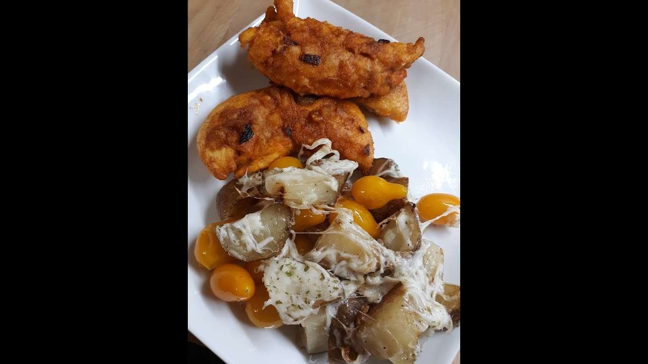 Spanish Paprika Chicken and Buttered Cheese Potatoes and Tomatoes