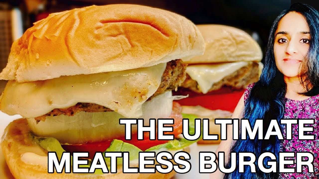 Homemade Meatless Veggie Burger | Vegan Baby Bella Mushroom Burger Recipe | 1$ Juicy No Beef Burger