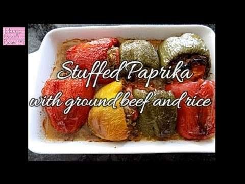 Stuffed paprika with ground beef and rice