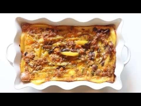 Potato and Mushroom Casserole Topped with Gruyere and Veggies Recipe – Blonde in the Kitchen