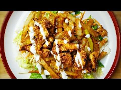 Grilled Chicken Shawarma With Peri Peri Fries And White Sauce