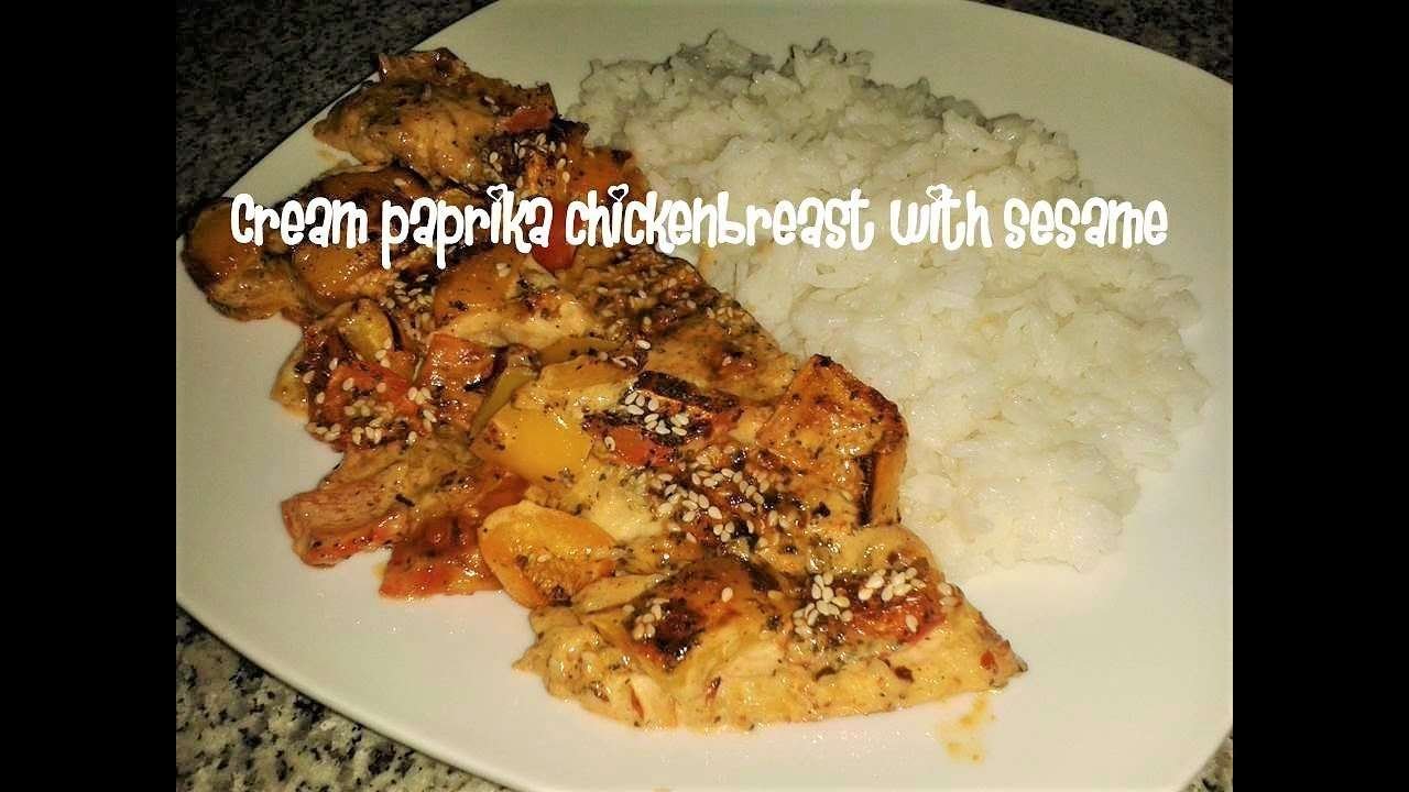 Cream paprika chickenbreast with sesame recipe