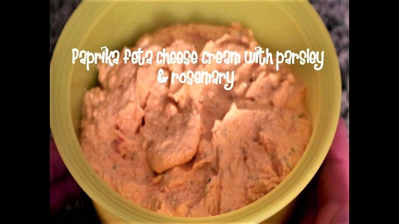 Paprika feta cheese cream with parsley & rosemary recipe