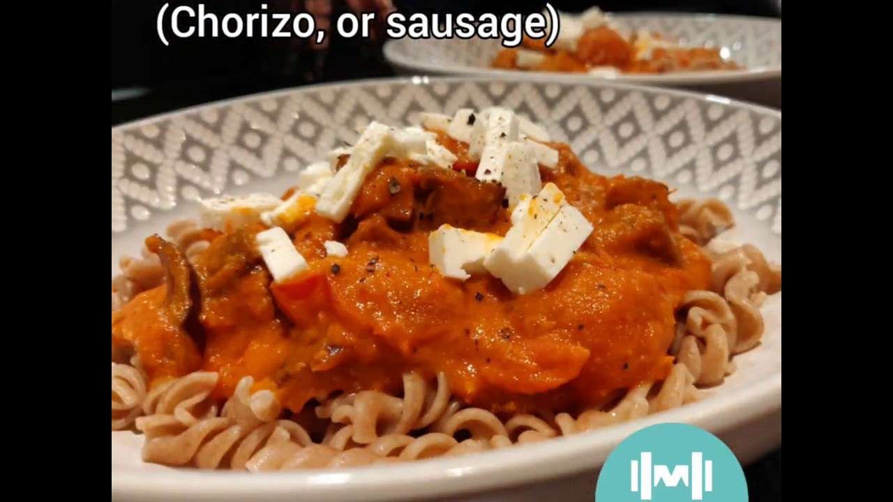 GYMILES Recipe: Smoked Paprika Pasta with (Chorizo or Spicy Plant Based Sausages)
