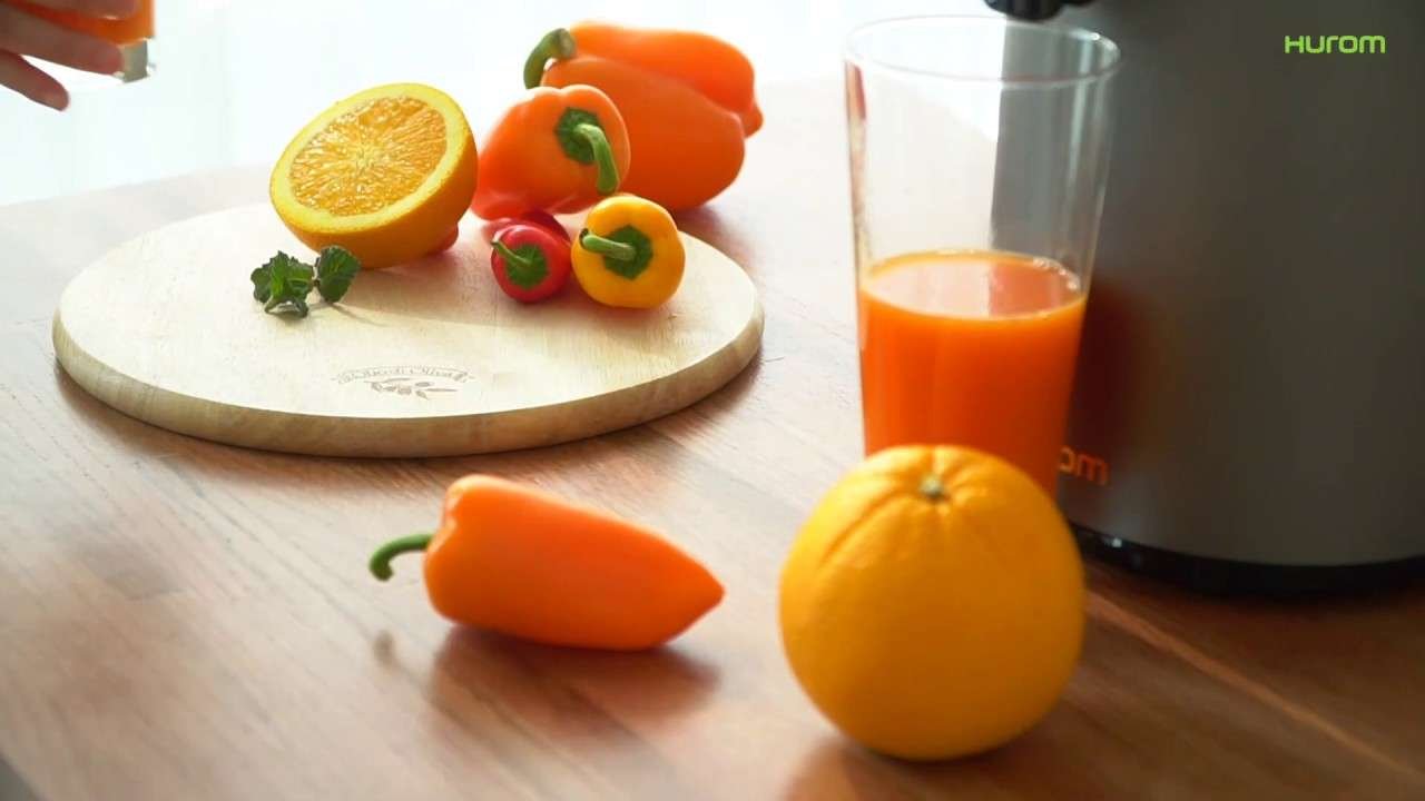 [HUROM EASY] 오렌지 파프리카 주스 ASMR (Hurom  juicer H-200 Orange Paprika Juice (vitamin juice)