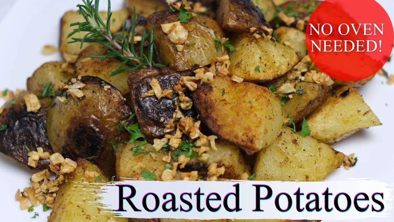 Roasted Potatoes Without Oven | Roasted Garlic Potatoes on stove | Roasted Potatoes Recipe Easy