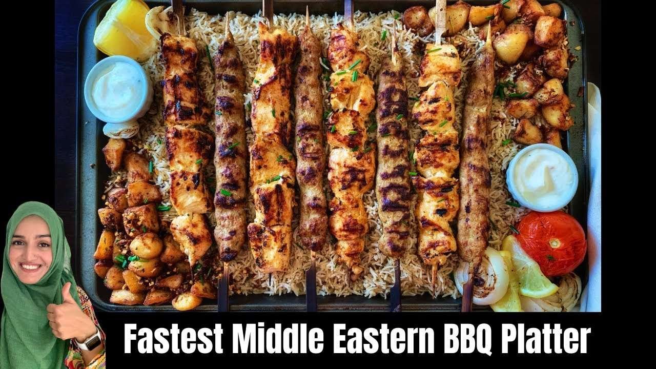 Quickest Middle Eastern Inspired BBQ Rice Platter | Chicken Joojeh Kabab | Beef Koobideh Kebab