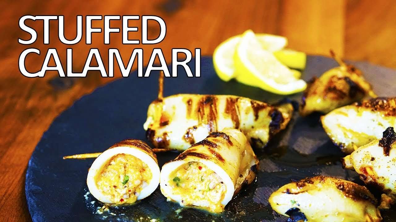 How to make grilled calamari with spicy goat cheese stuffing – Stuffed Calamari Recipe – 4K