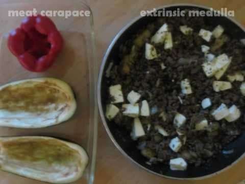 Vegan & Meat Low Carb stuffed eggplant and paprika