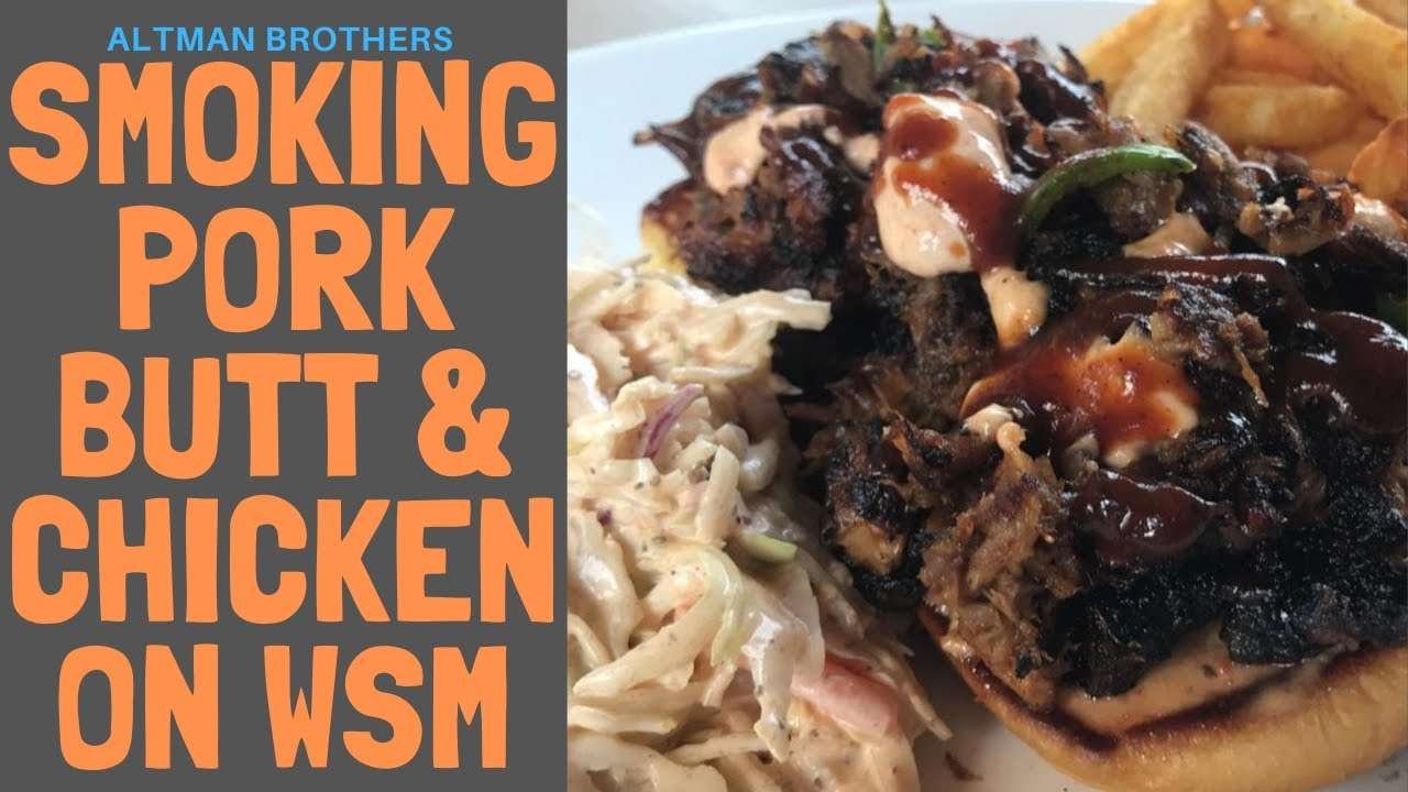 BBQ Smoked Pork Butt and Chicken Weber Smokey Mountain How To With Thermo Pro TP-20