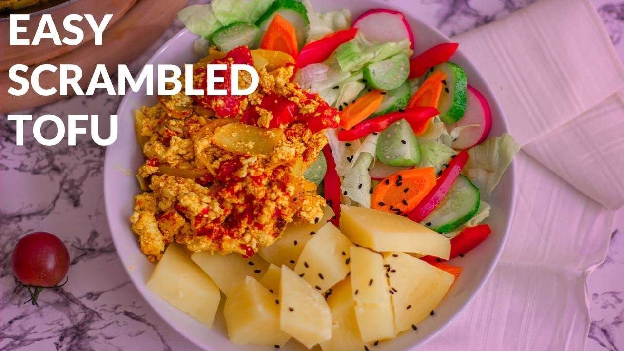 Easy tofu scramble recipe, gluten free vegan food inspiration