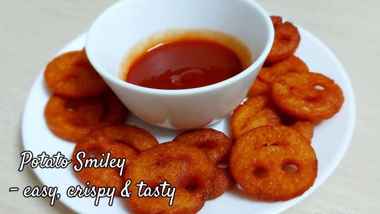 Homemade Potato Smiley Emoji Fries Recipe Easy Evening snack idea for kids How to make potato smiles