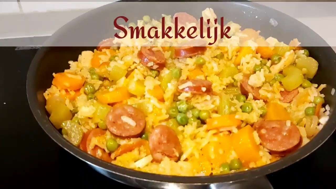 My Lazy Dinner–Rice, veggies + Hungarian sausage