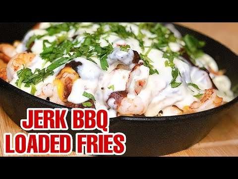 LOADED CHEESE FRIES | BEST GAME DAY APPETIZERS 2020 | JERK CHICKEN AND SHRIMP RECIPE | CHEAT MEALS