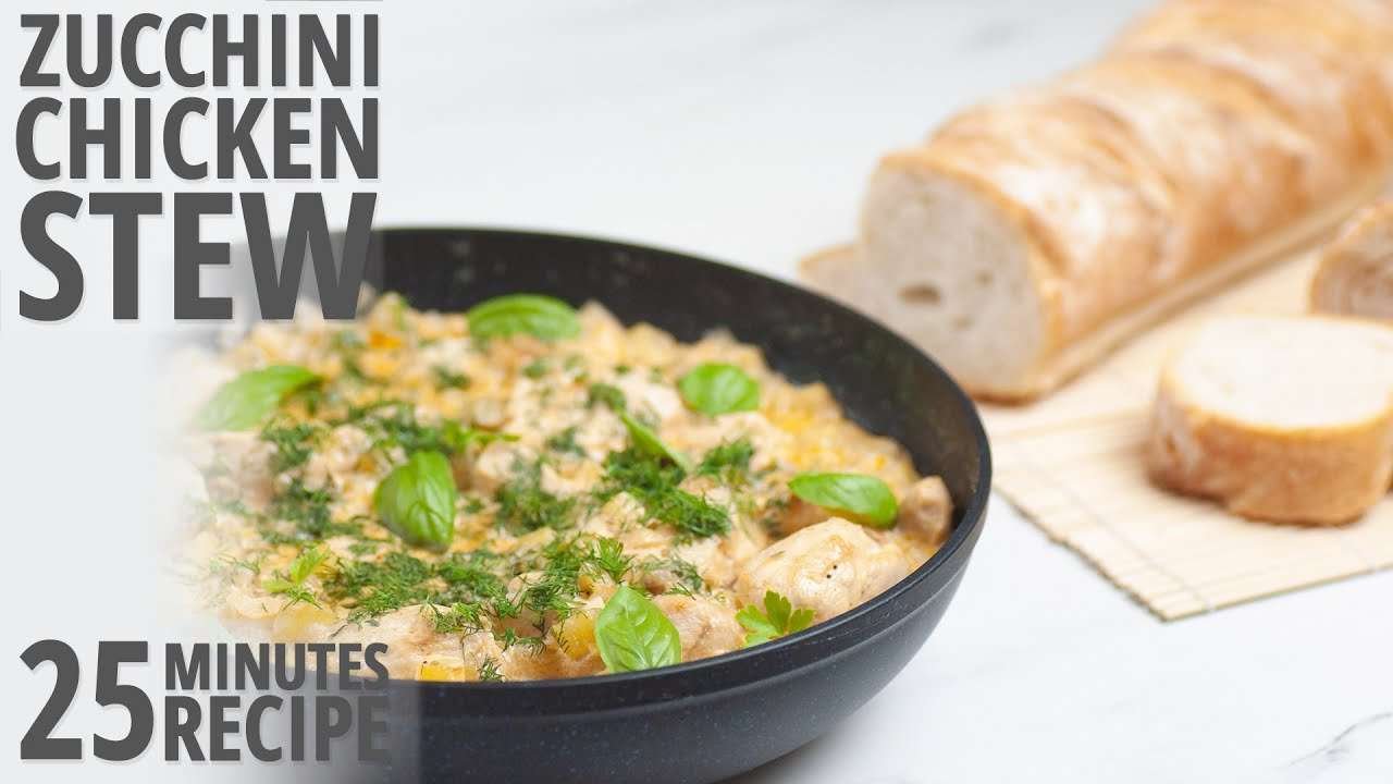 Zucchini Chicken Stew with Sour Cream Sauce 【Keto-friendly】