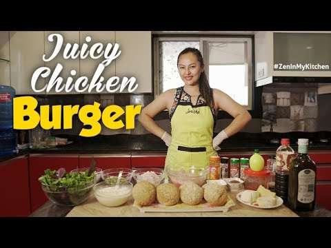 Easy recipe for Juicy Chicken Burger by Zenisha | ZenInMyKitchen