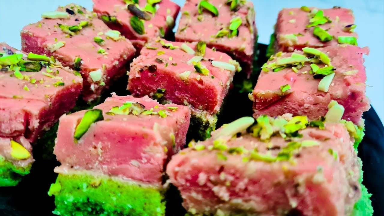 2 Layer Barfi With Rose and Pista Ingredients Recipe Easy Barfi recipe #fskkithchen #barfi