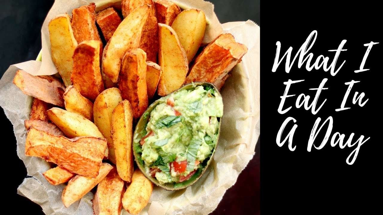 WHAT I EAT IN A DAY WITH POTATO WEDGES RECIPE | vegan, simple, healthy