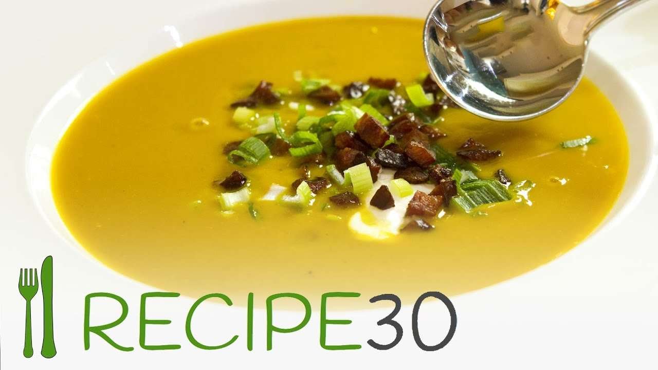 Roast pumpkin soup recipe with crunchy chorizo – awesome food