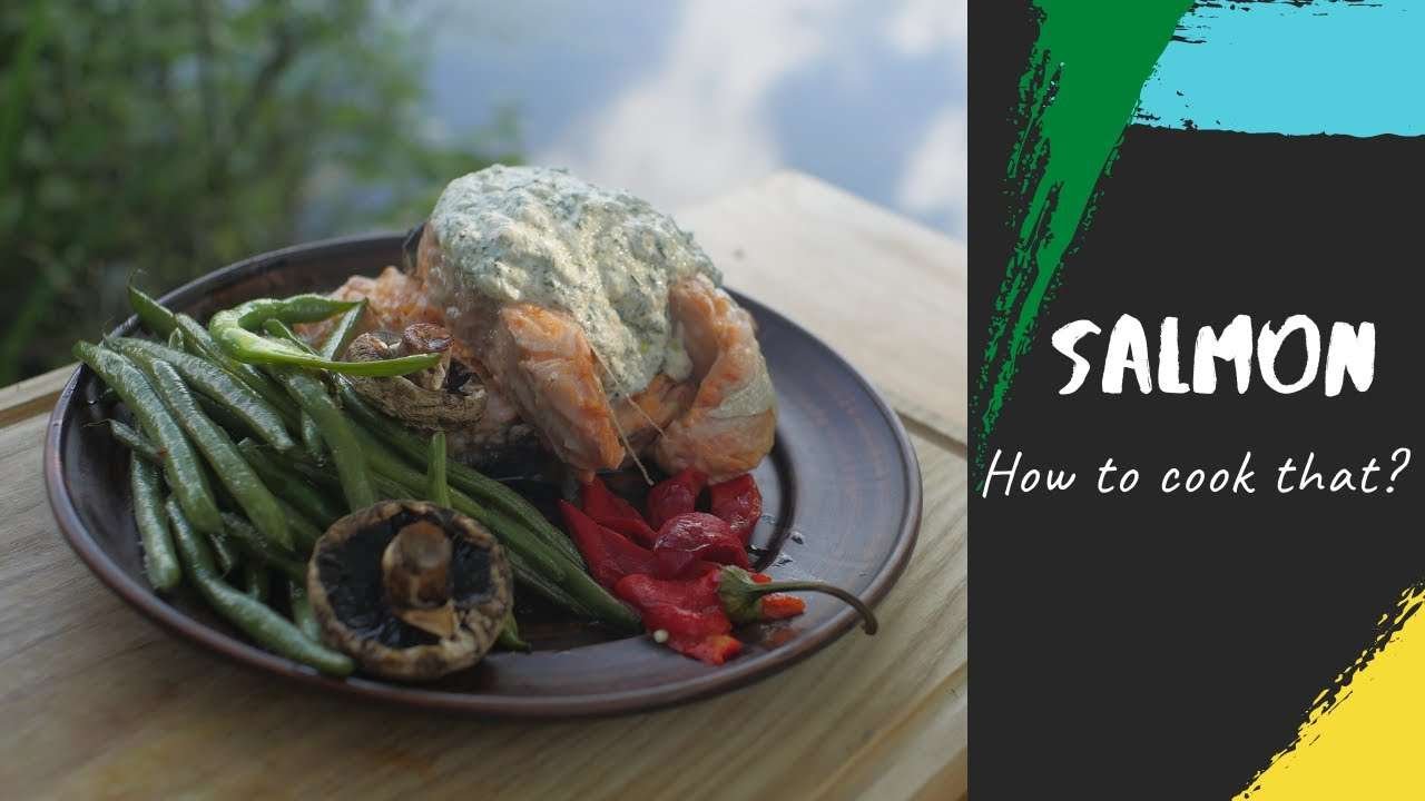 How to cook salmon | Pan-fried redfish recipe + cream sauce | Roasted asparagus | Grilled vegetables