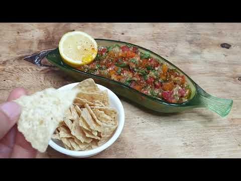 الذ سلطة باذنجان مشوي  The best and easiest grilled eggplant salad recipe
