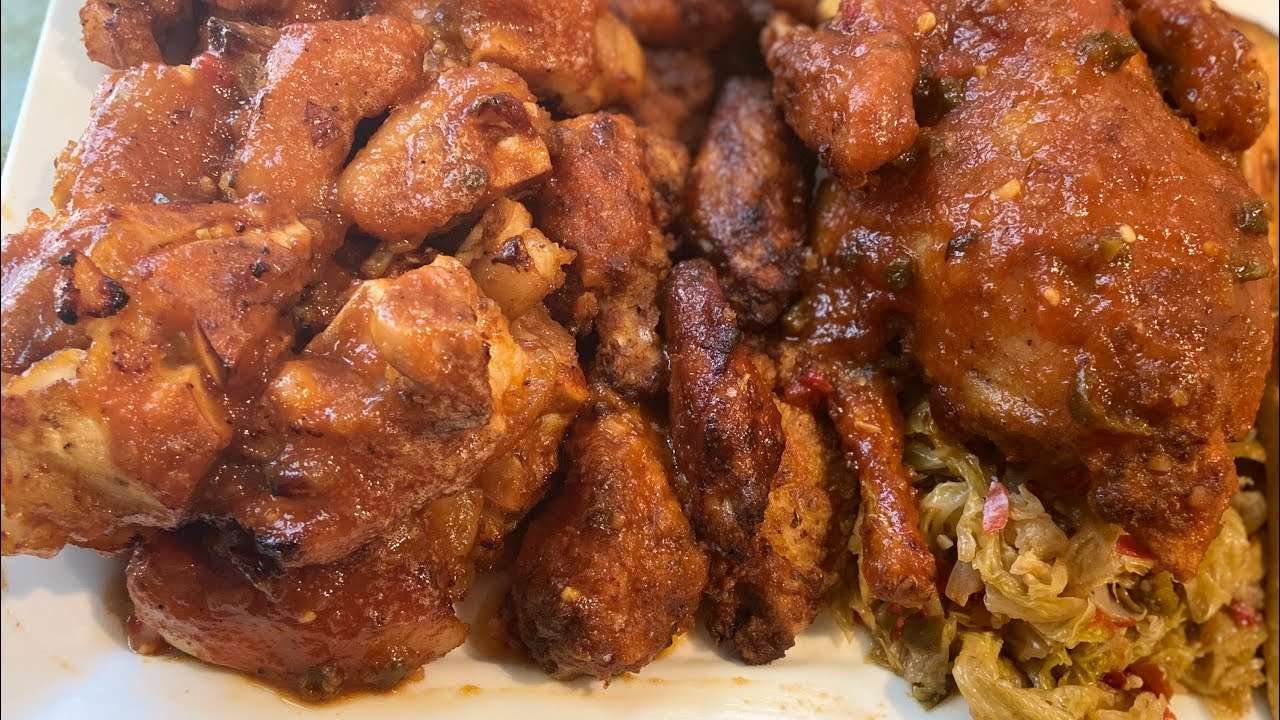 Plantains, Bbq Cornish Hen, Cabbage, Bbq Wings, Bbq Pig Feet and Southern Potato Salad !