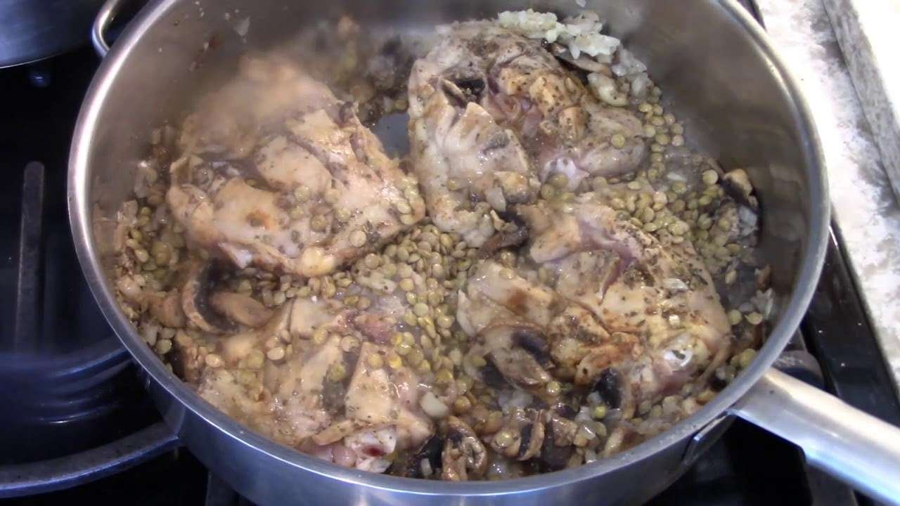 chicken thighs with lentils and mushrooms