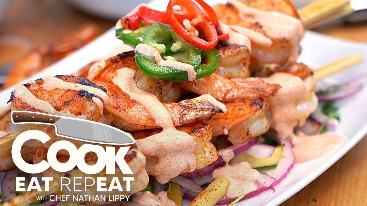 Quick, Easy, and Beautiful Tequila Lime Shrimp Skewers Recipe | Cook Eat Repeat | Blackstone Griddle