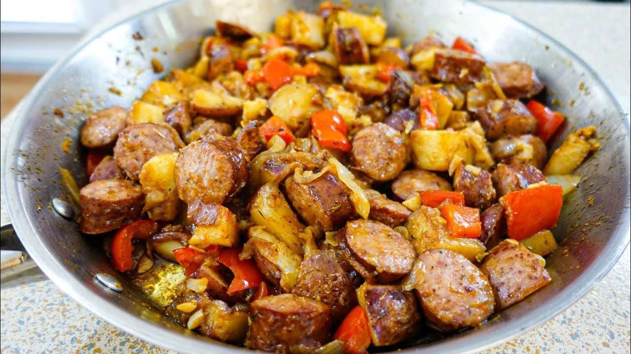 Cheesy Potatoes With Sausage and Onions