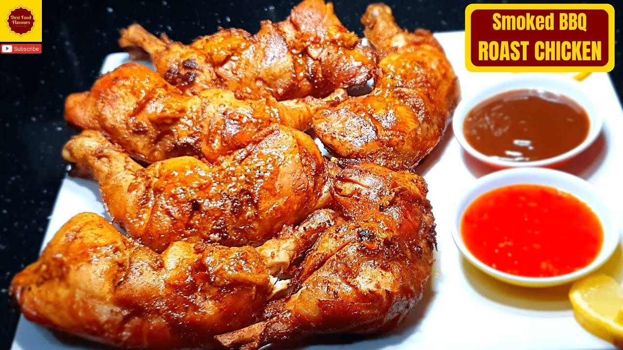 Smoked BBQ Roast Chicken Recipe | Delicious Smoky BBQ Flavoured Roast Chicken | Desi Food Flavours