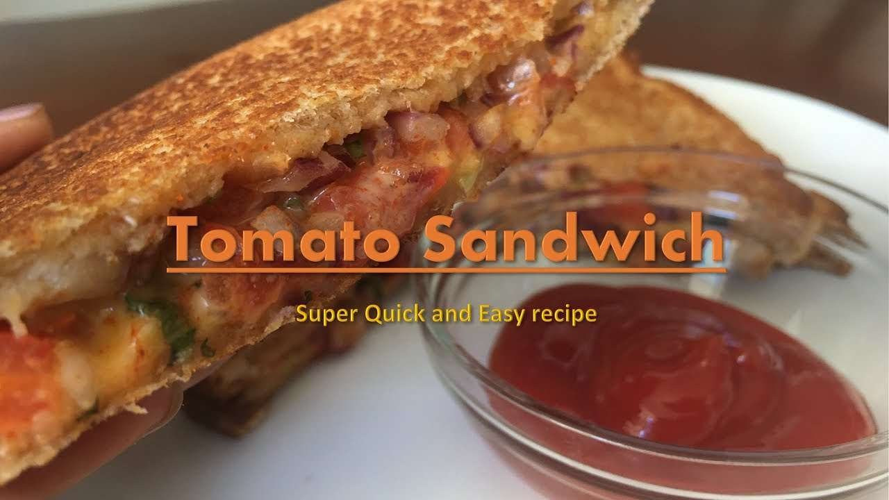 Grilled Tomato Sandwich without grill | Easy and Quick Breakfast Recipe | Tomato Sandwich