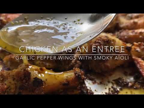 Garlic Pepper Wings with Smoky Aïoli