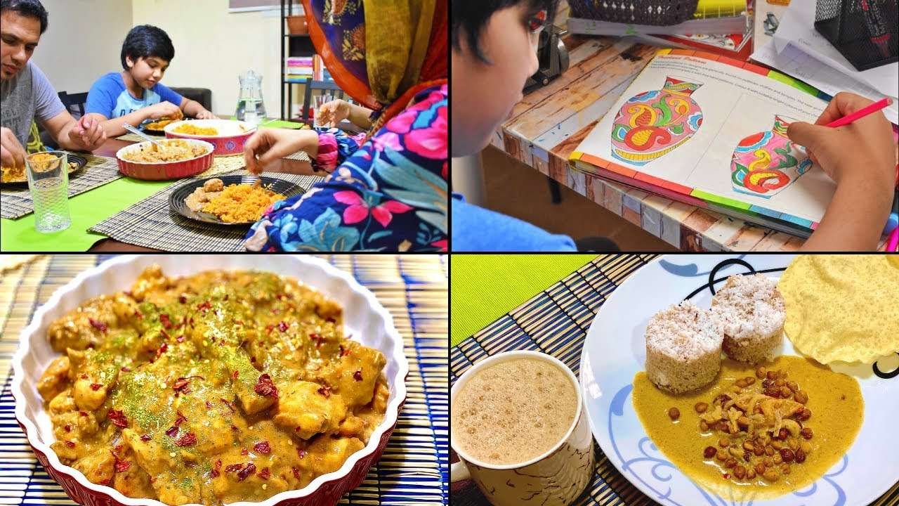 Simple meals on a Weekend | Creamy Chicken with Veg rice | How to make Kerala Puttu flour from rice