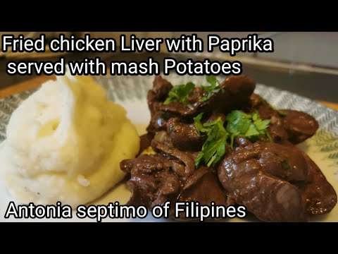 FRIED CHICKEN LIVER WITH PAPRIKA SERVED WITH MASH POTATO/ FIGADOS DE GALINHA FRITO COM PIMENTAO DOCE