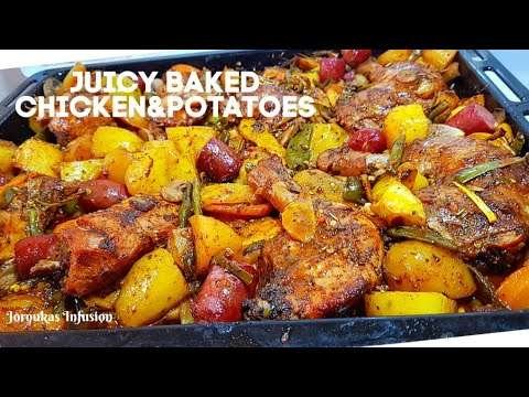 How to make The Tastiest Oven Baked Chicken and Potatoes. Baked Chicken and potatoes recipe.
