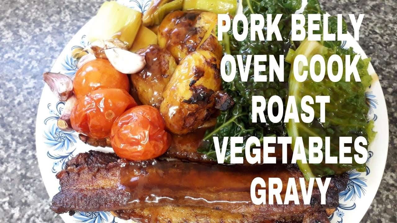 PORK BELLY OVEN COOK ROAST VEGETABLES GRAVY #LucreciaRogers