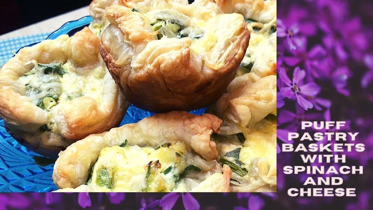 How to bake Puff Pastry Spinach Cheese Baskets /Breakfast / Appetizers