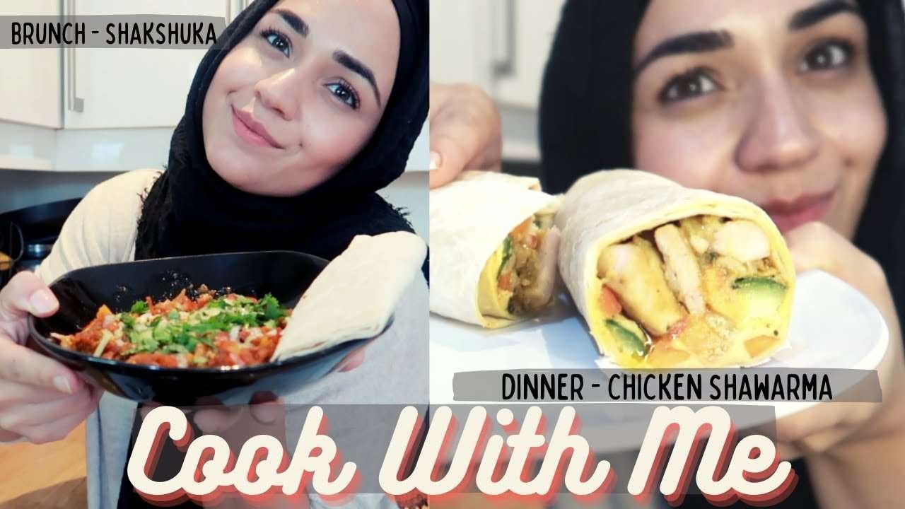 COOK BREAKFAST + DINNER WITH ME W/ RECIPES | SHAKSHUKA + SHAWARMA  + HUMMUS | SafsLife