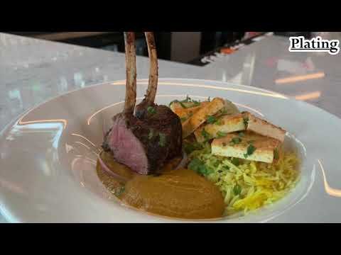 Rack of Lamb With Rogan Josh Sauce & Marinated Paneer with Yellow Rice
