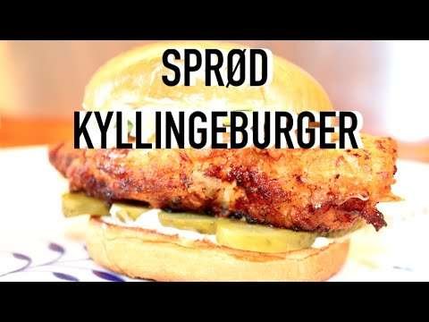 Klassisk "Crispy Fried Buttermilk Chicken Burger" m. kyllingebryst & krydret panering -Opskrift #251