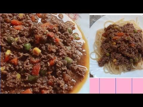 minced beef /groundbeef/ recipe  with  spaghetti (pasta)