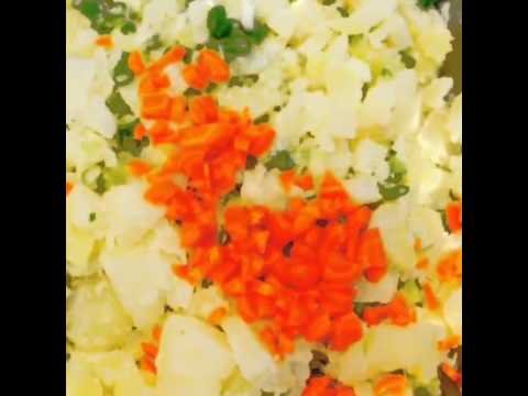 #diyvideo Potato salad with chives celery onions paprika salt pepper top with egg whites